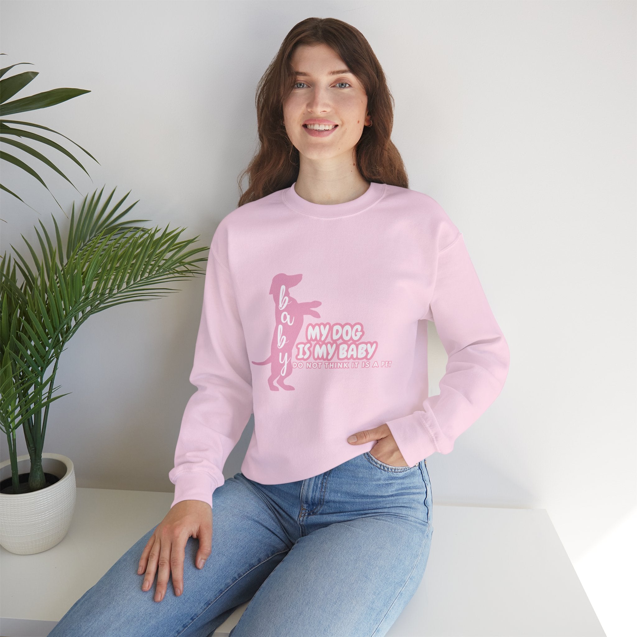 My Dog Is My Baby Sweatshirt — Cute Pink Dachshund Pet Lover Crewneck