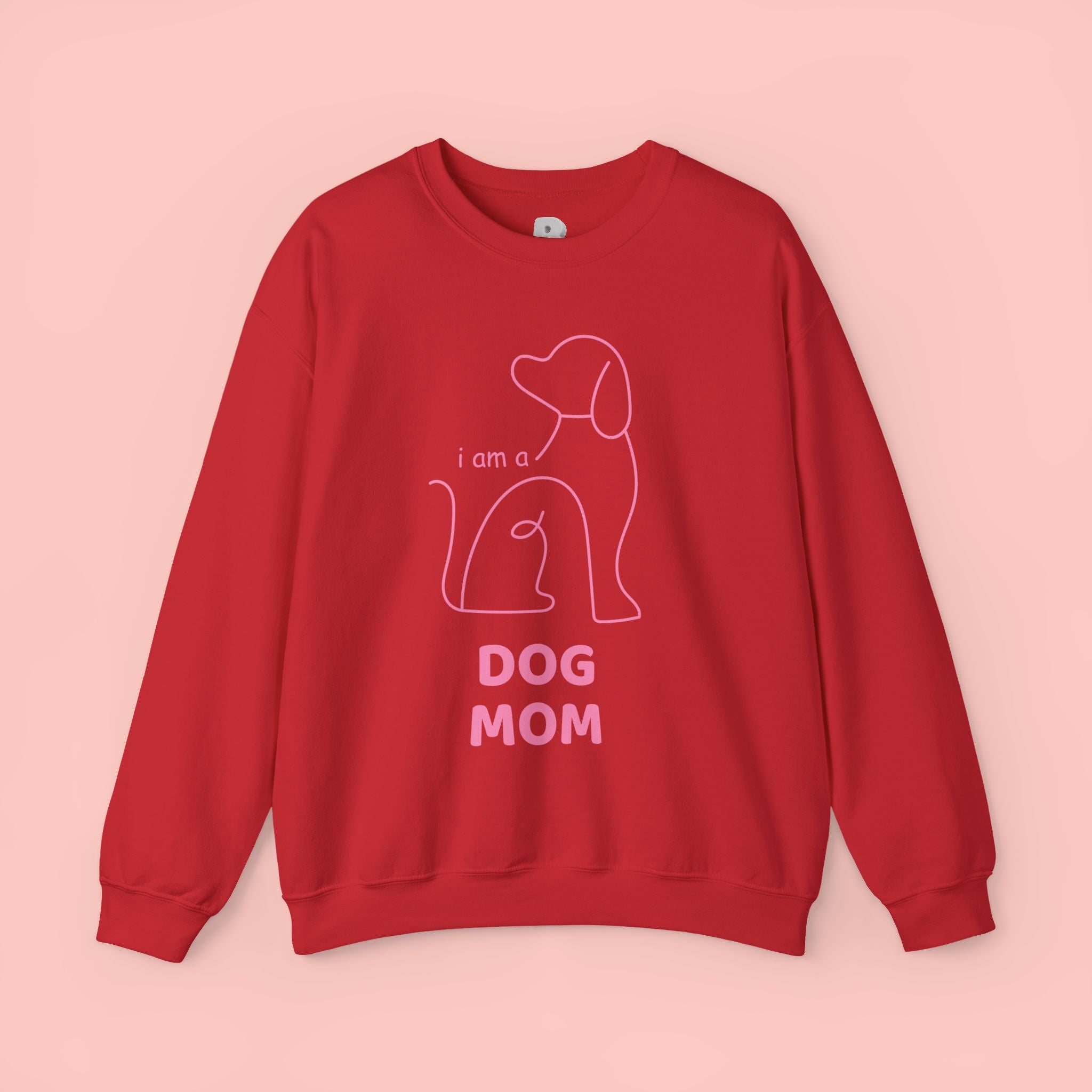 Dog Mom Crewneck Sweatshirt — "I am a Dog Mom" Minimal Line Art Pullover