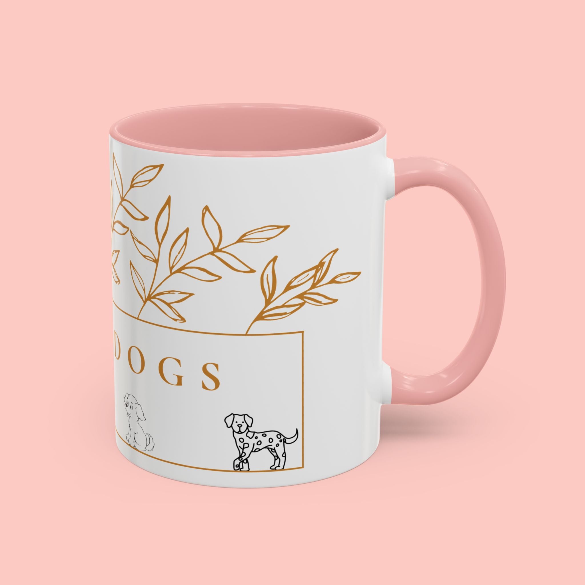 I Love Dogs Accent Coffee Mug — Gold Leaf Dog Lover Ceramic Mug (11oz & 15oz)
