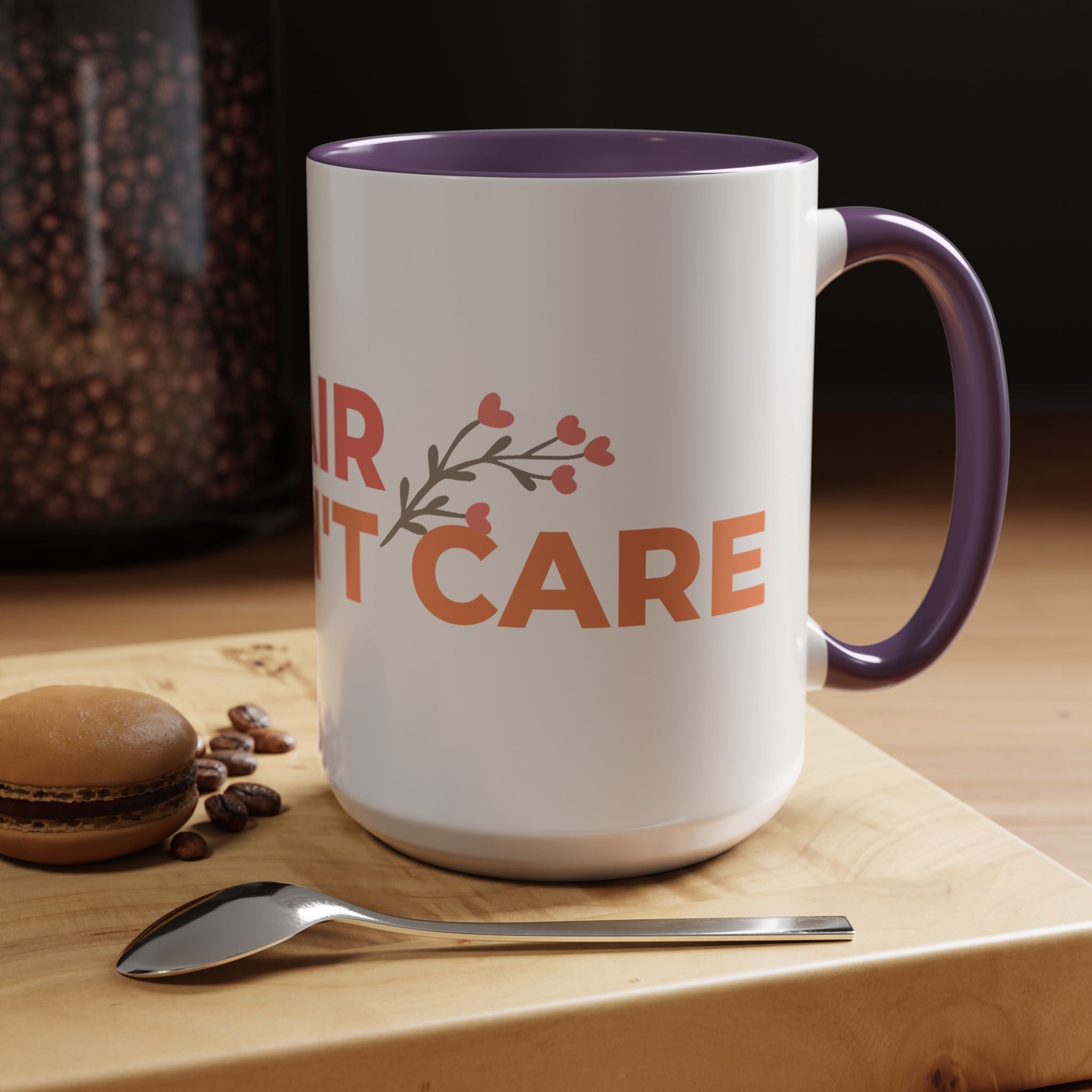 Accent Coffee Mug - "Growing Hair I Don't Care" Floral Script Coffee Mug