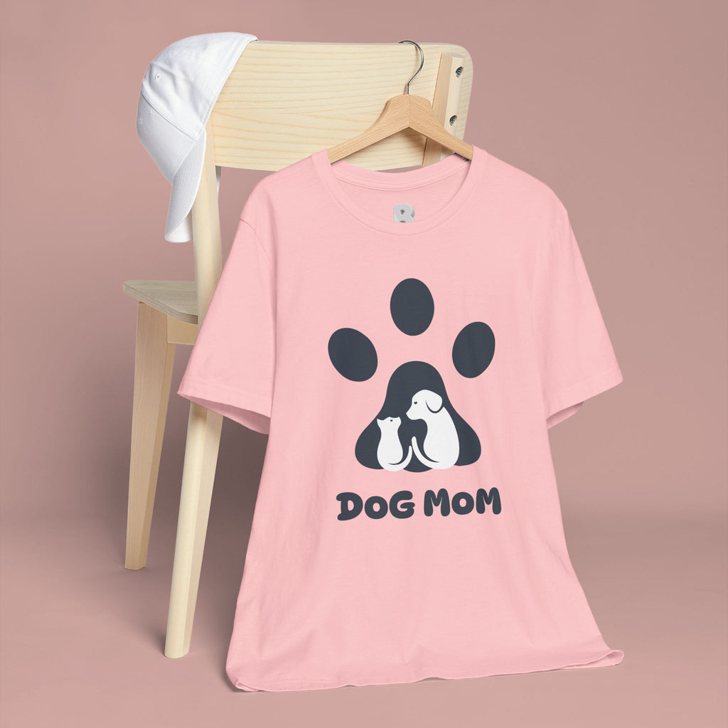 Dog Mom T‑Shirt — Paw Print with Dog & Puppy Graphic