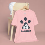 Dog Mom T‑Shirt — Paw Print with Dog & Puppy Graphic