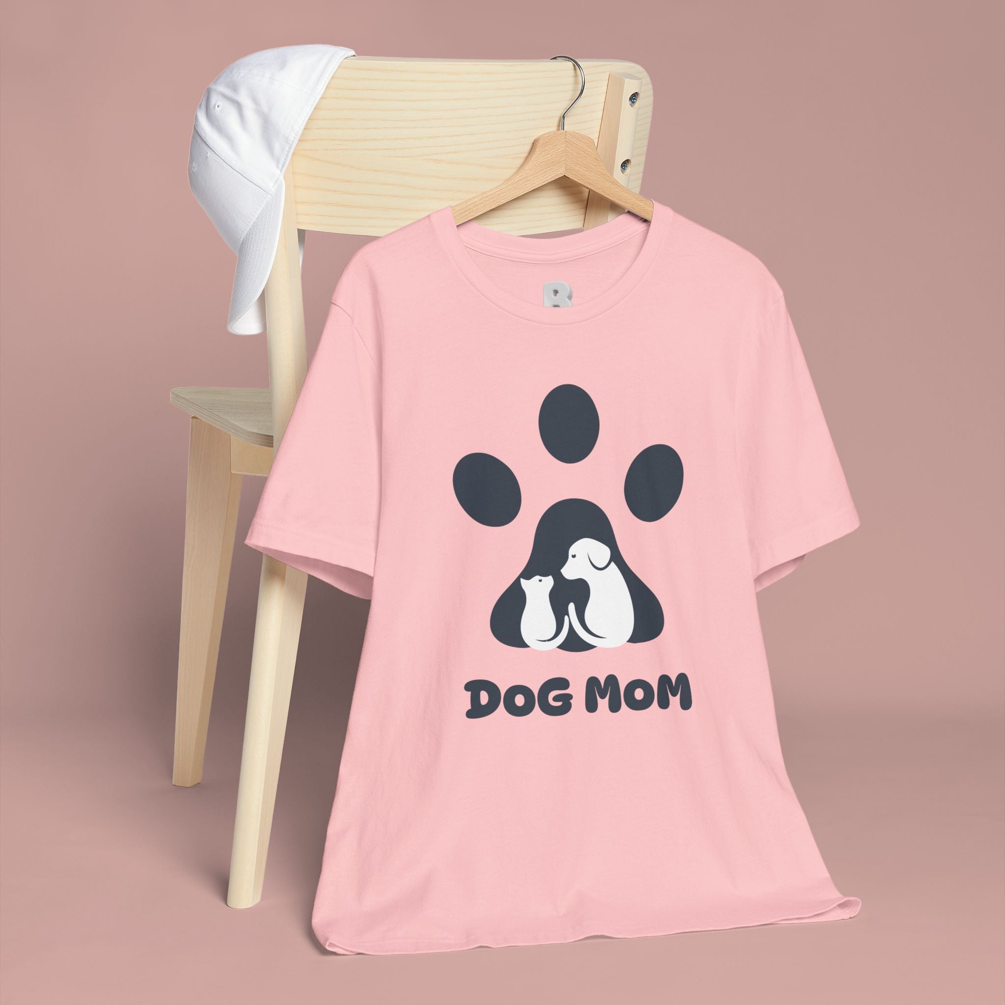 Dog Mom T‑Shirt — Paw Print with Dog & Puppy Graphic