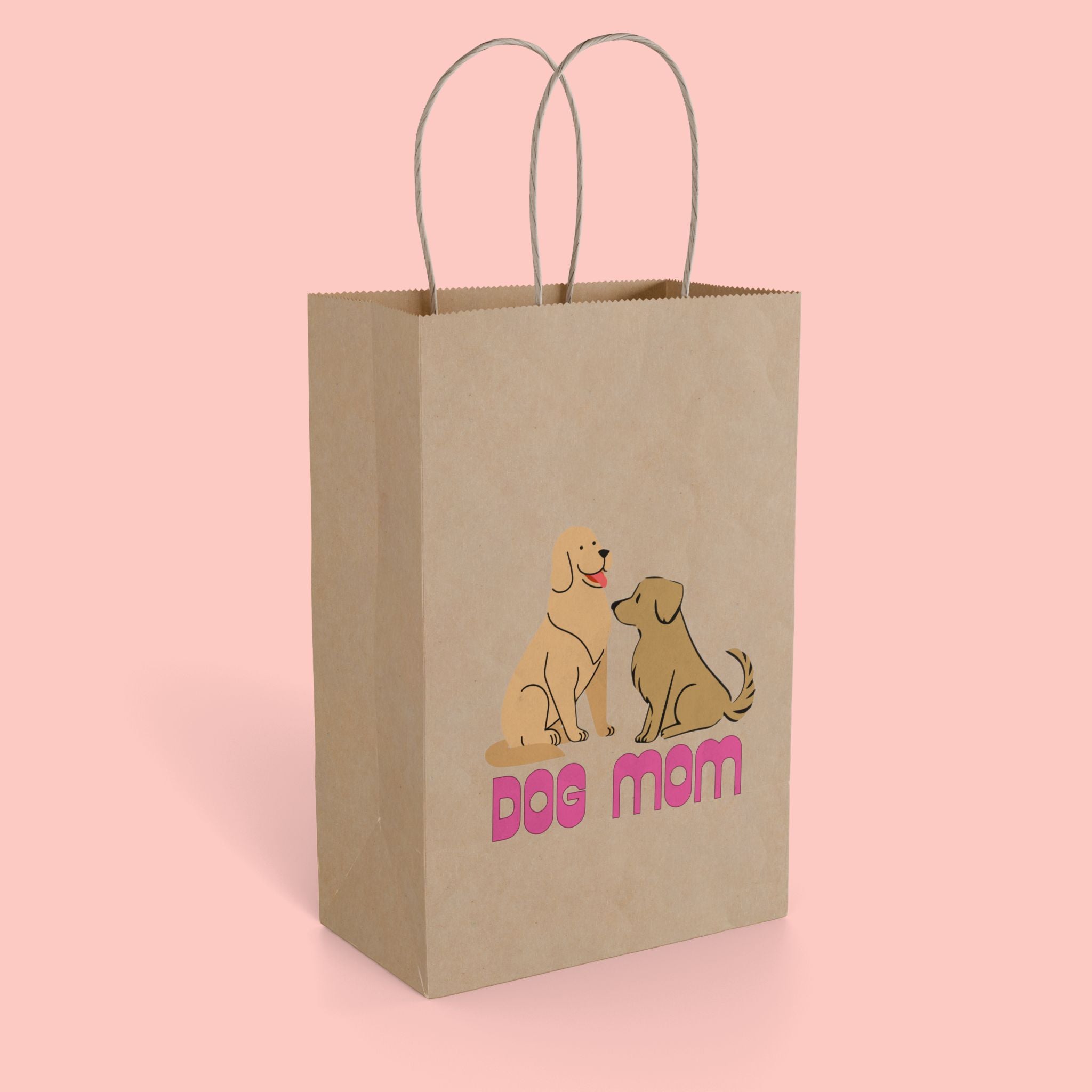 Dog Mom Paper Gift Bag — Cute Dog Illustration Gift Sack for Pet Lovers