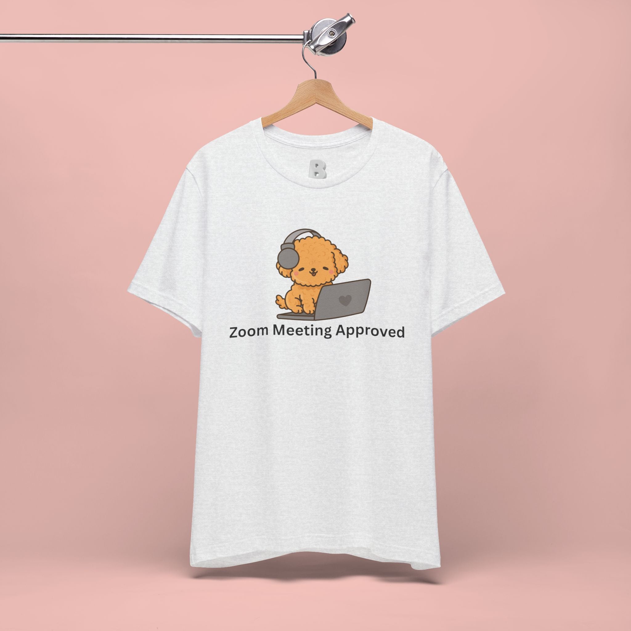 Zoom Meeting Approved Tee — Cute Puppy with Headset Laptop Graphic