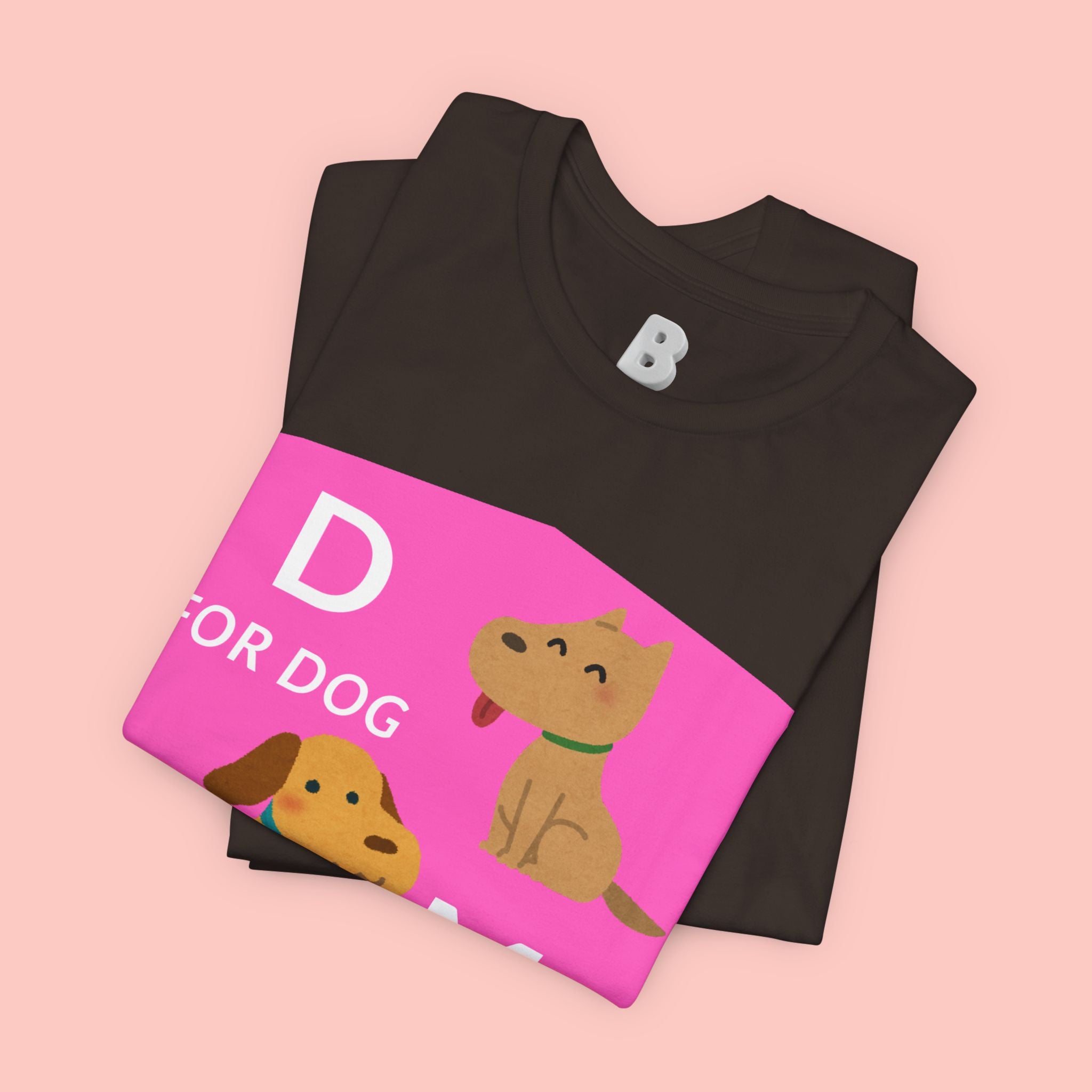 Dog Mom T-Shirt — Cute Pink "D for Dog, M for Mom" Graphic Tee