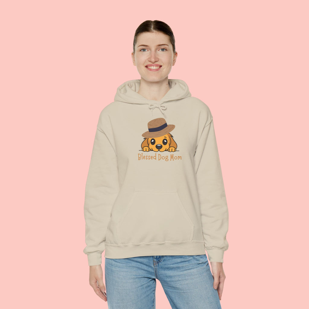 Dog Mom Hoodie - "Blessed Dog Mom" Cute Puppy Hat Sweatshirt