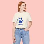 Dog Mom Paw Print T-Shirt — Distressed Blue Design