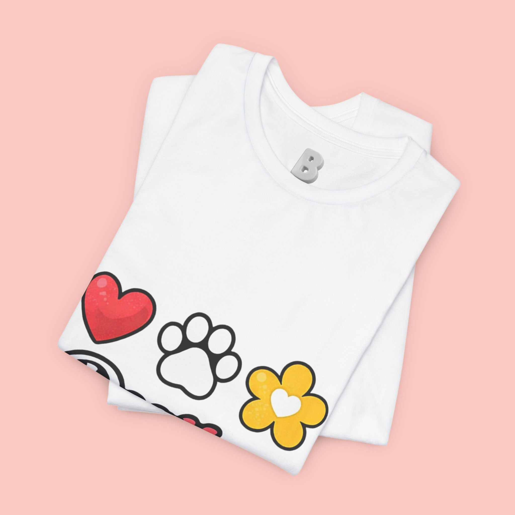 Dog Mom T-Shirt – Heart, Paw & Flower Graphic Tee