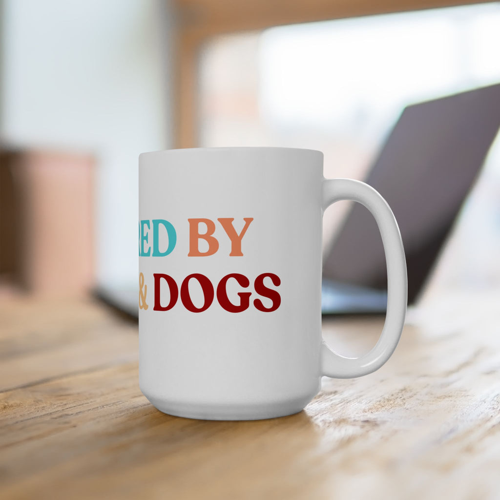 Coffee & Dogs Ceramic Mug — 'Powered by Coffee & Dogs' Colorful 11oz/15oz Gift