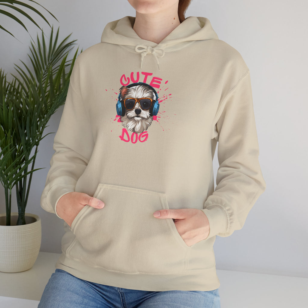 Cute Dog Hoodie with Headphones – 'Cute Dog' Graphic Pet Lover Sweatshirt