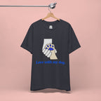 Dog Lover T-Shirt — "Love with my dog." Paw Print Graphic