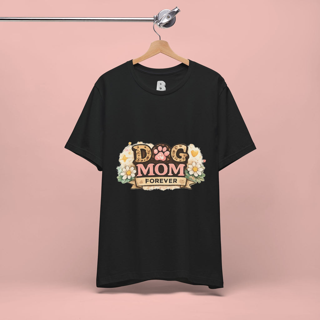 Dog Mom Forever T‑Shirt — Floral Paw Print Tee for Pet Lovers