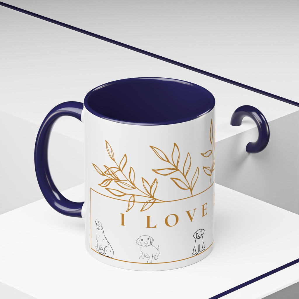I Love Dogs Accent Coffee Mug — Gold Leaf Dog Lover Ceramic Mug (11oz & 15oz)