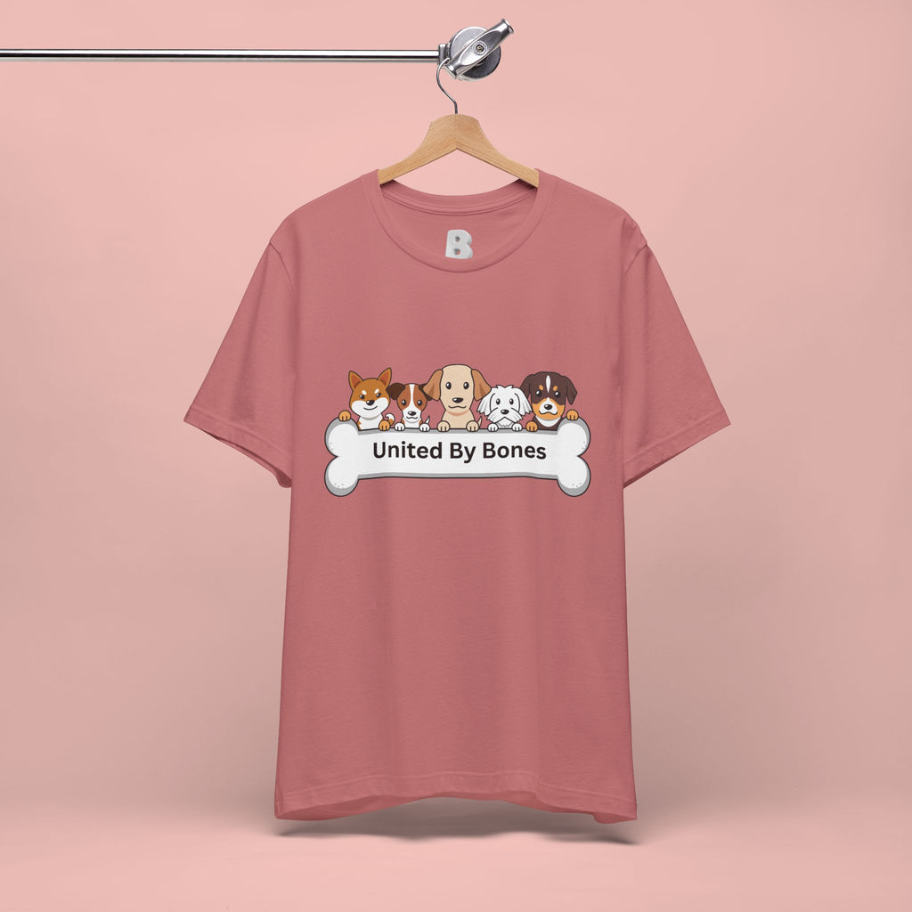Dog Lover T‑Shirt — "United By Bones" Cute Cartoon Dogs Tee