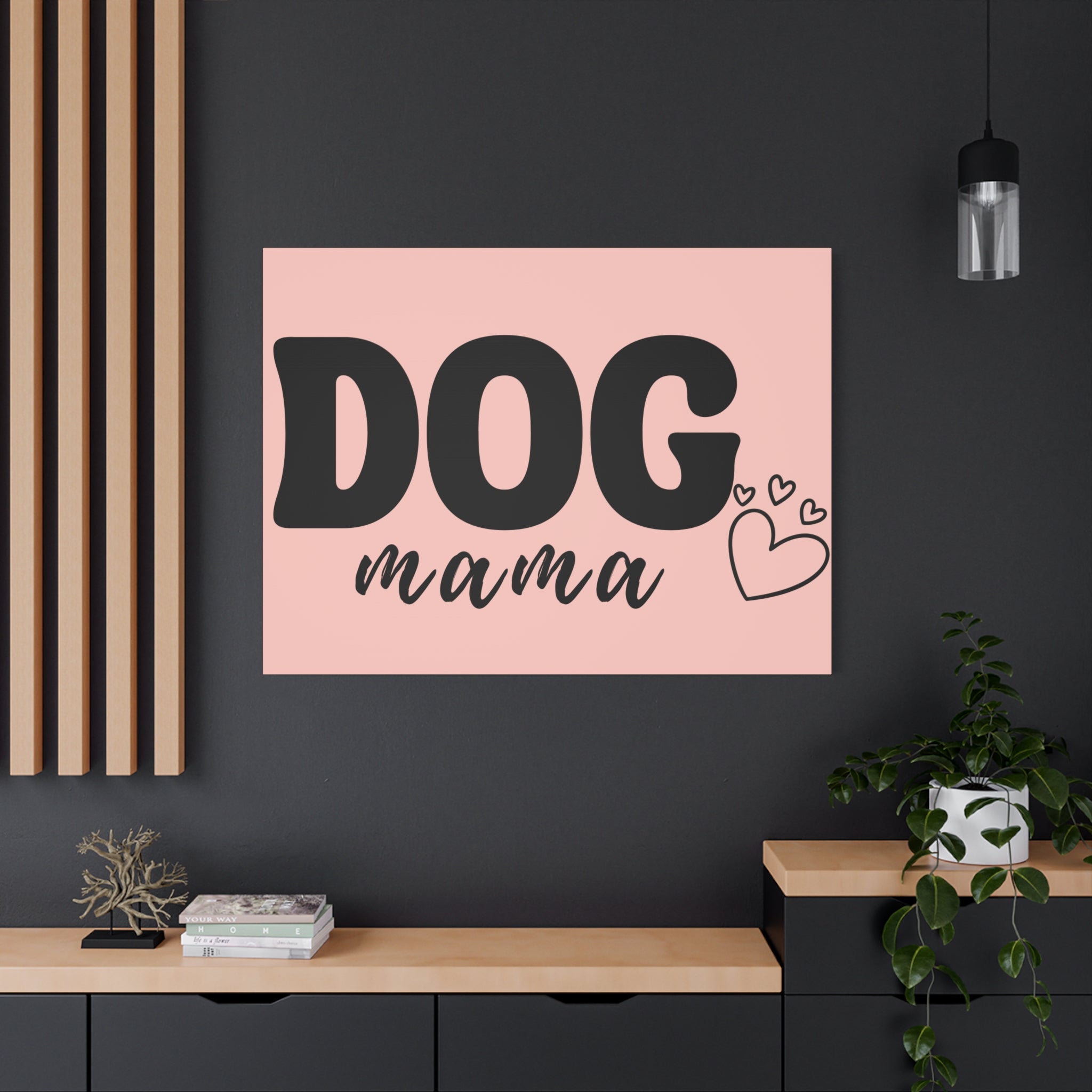 Dog Mama Pink Canvas Wall Art — Heart Pet Mom Decor