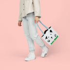 Dog Mom Canvas Tote Bag — Cute Paw Print Dog Face Tote for Pet Lovers