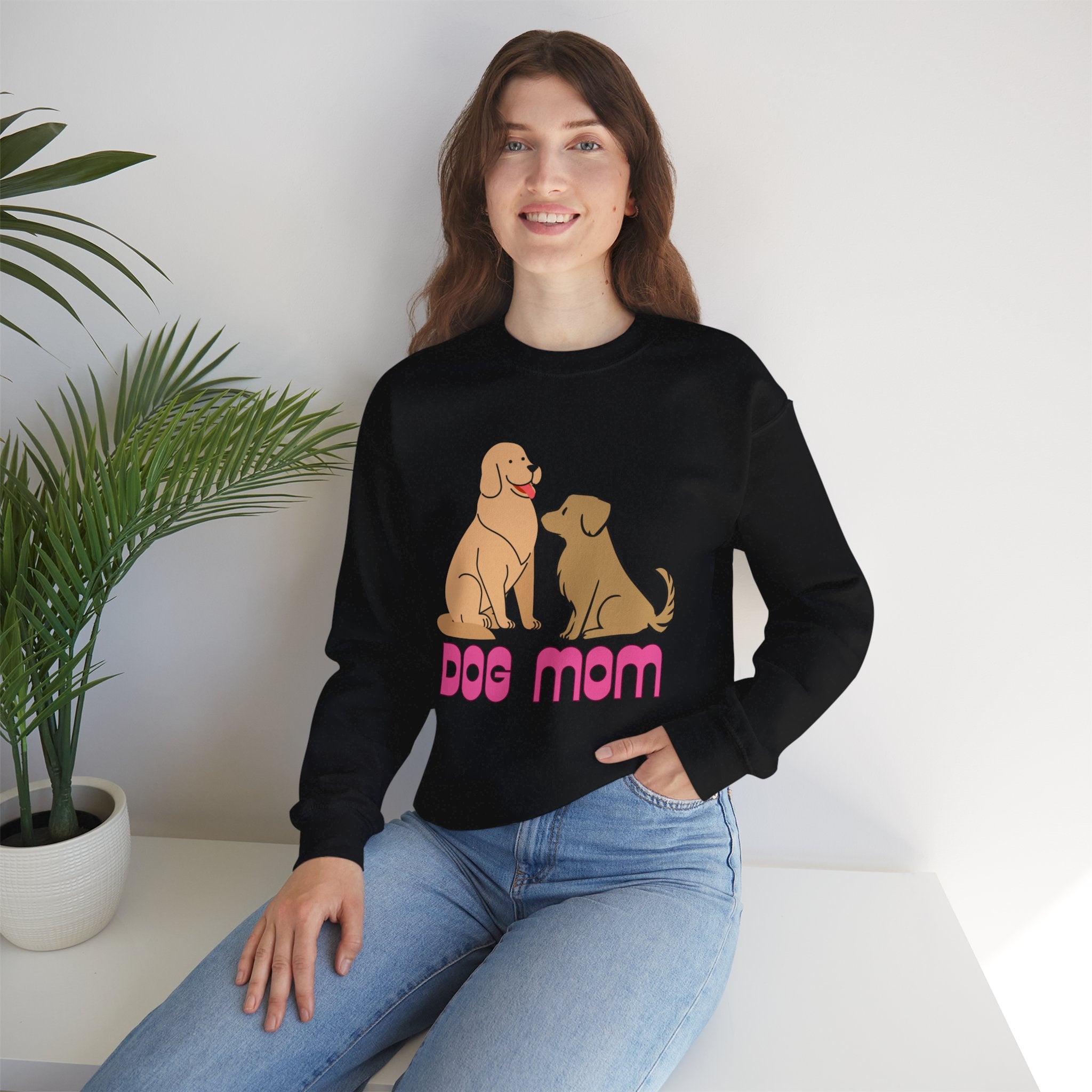 Dog Mom Sweatshirt — Cute Cartoon Dogs "Dog Mom" Crewneck