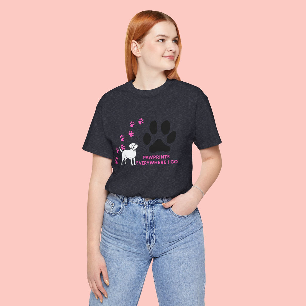 Dog Pawprint T-Shirt — "Pawprints Everywhere I Go" Cute Pet Lover Tee