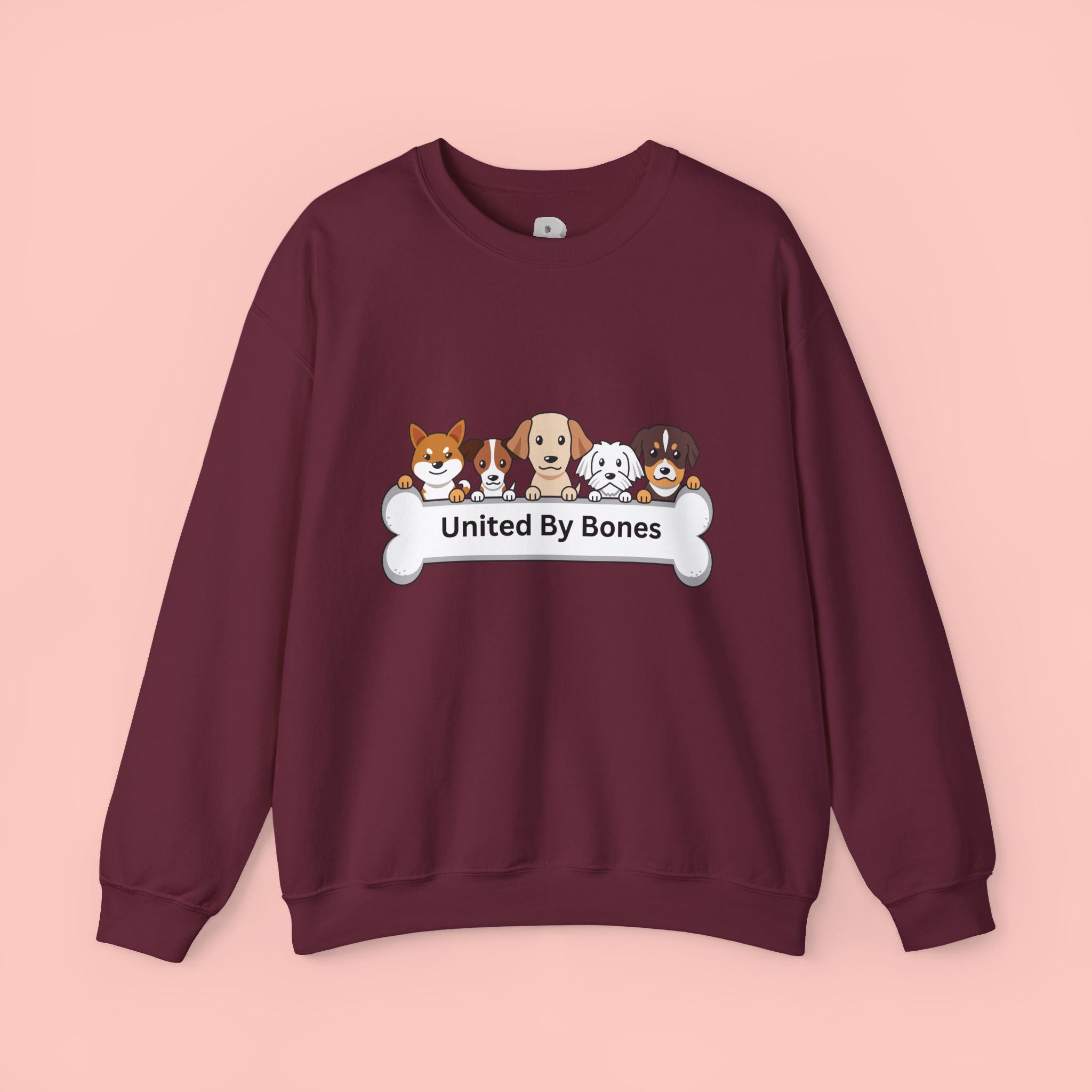 Dog Crewneck Sweatshirt — "United By Bones" Cute Puppy Graphic