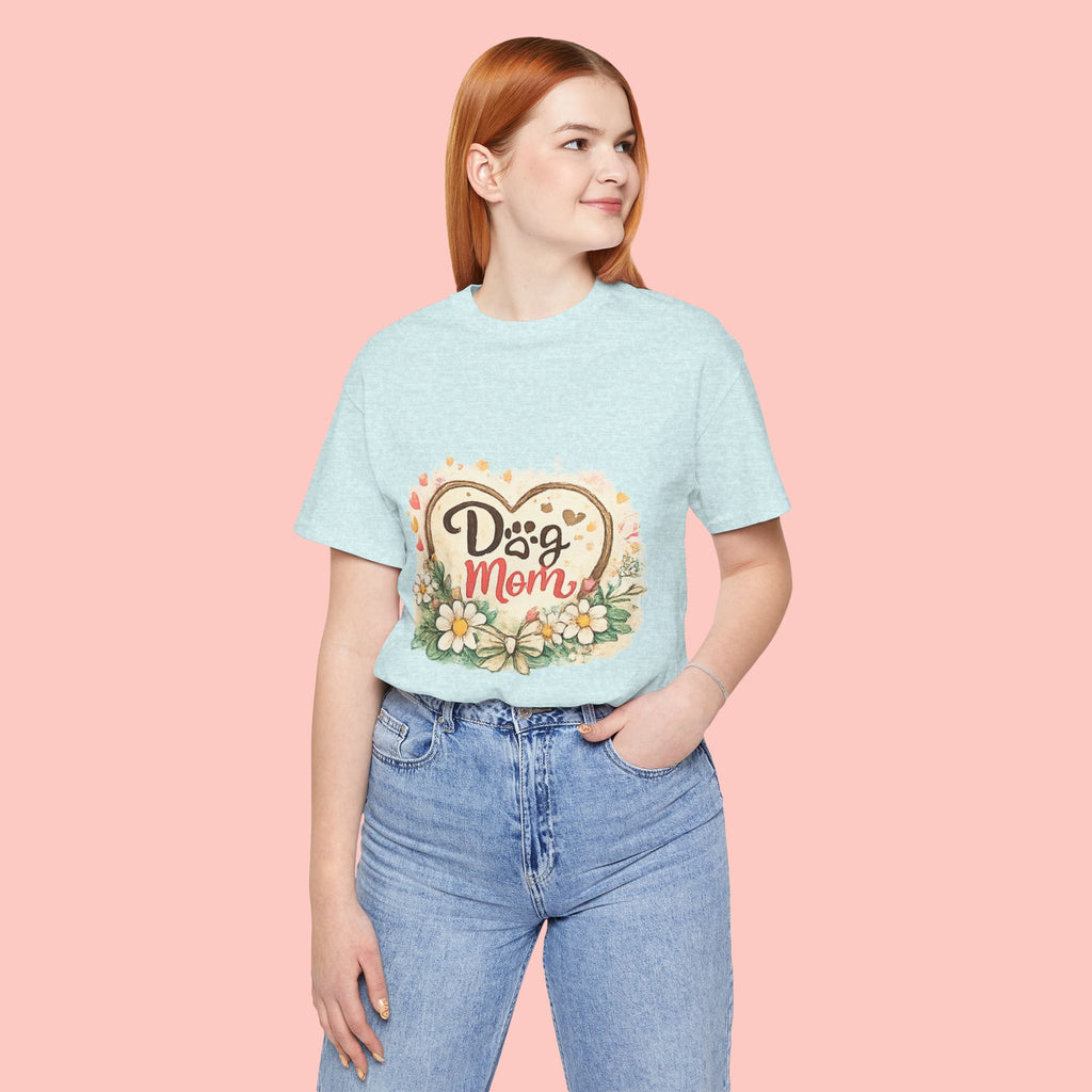Dog Mom T-Shirt – Floral Heart Paw Design