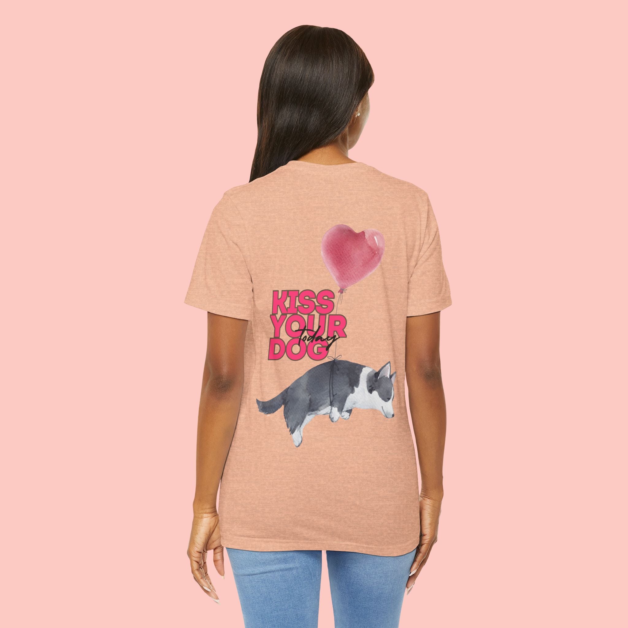 Kiss Your Dog Tee — Corgi Heart Balloon Graphic T-Shirt