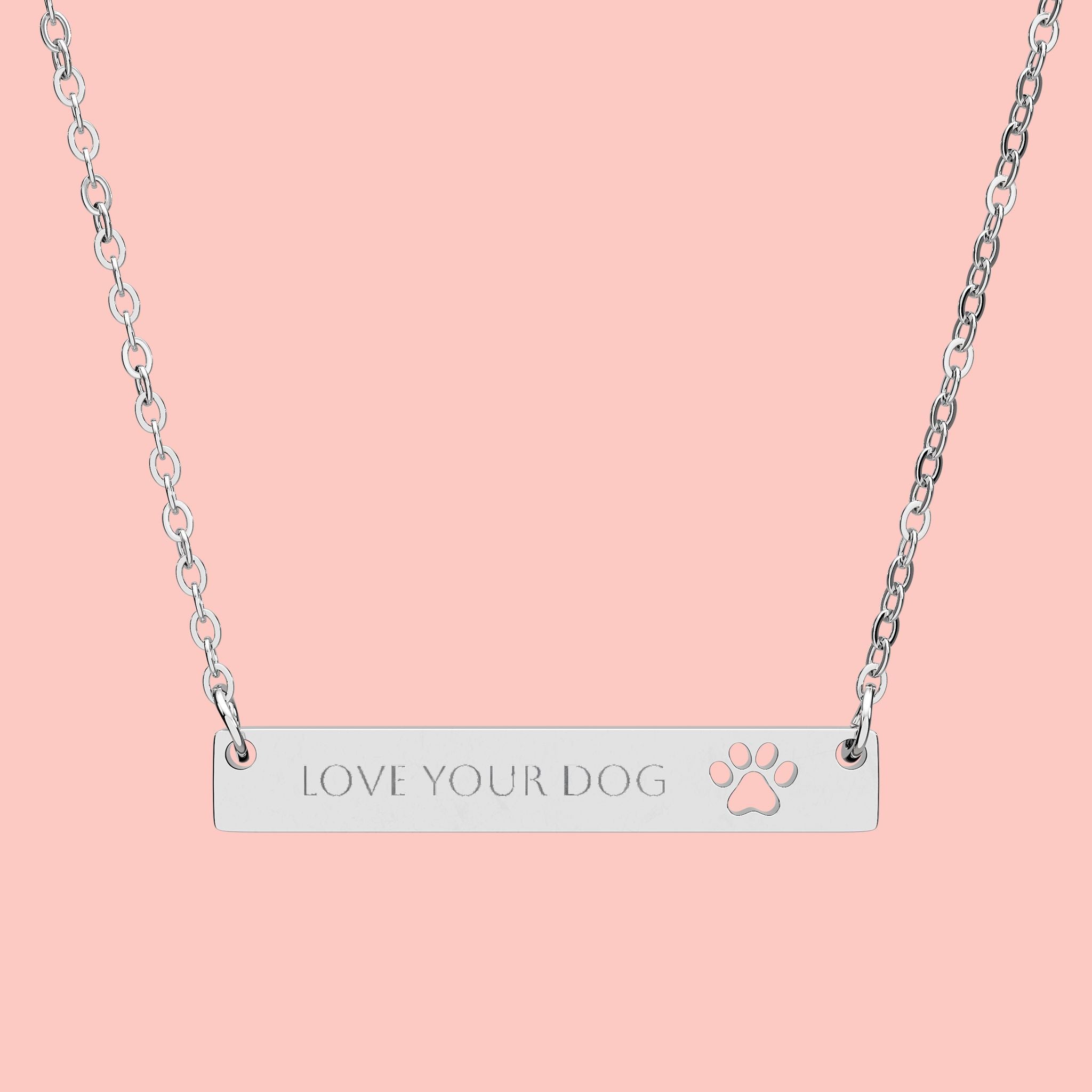 Paw Cutout Bar Necklace — Personalized Engraved Pet Paw Jewelry