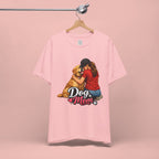 Dog Mom T-Shirt - Cute Woman Hugging Golden Retriever Tee