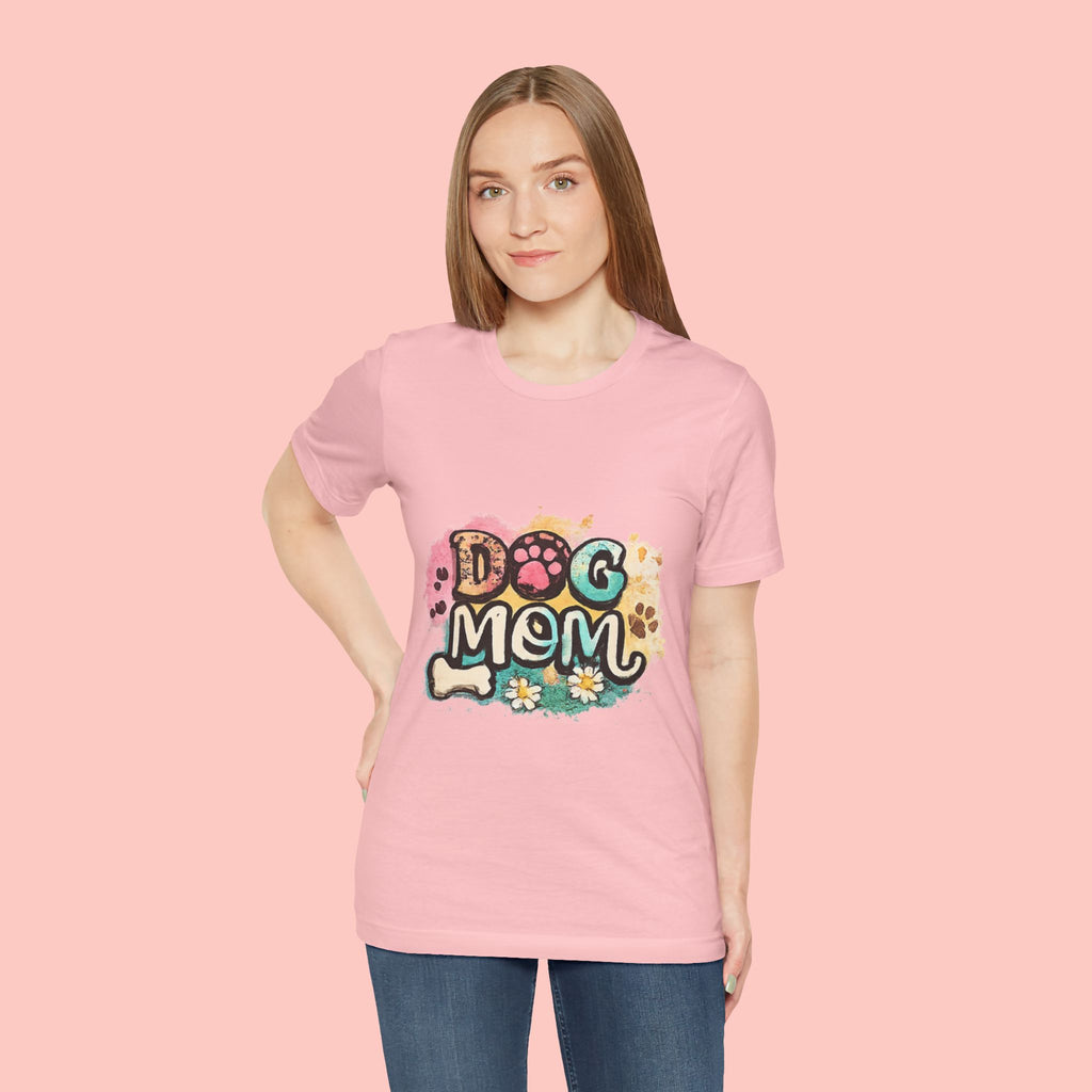 Dog Mom T-Shirt — Colorful Paw Print Graphic Tee for Pet Lovers