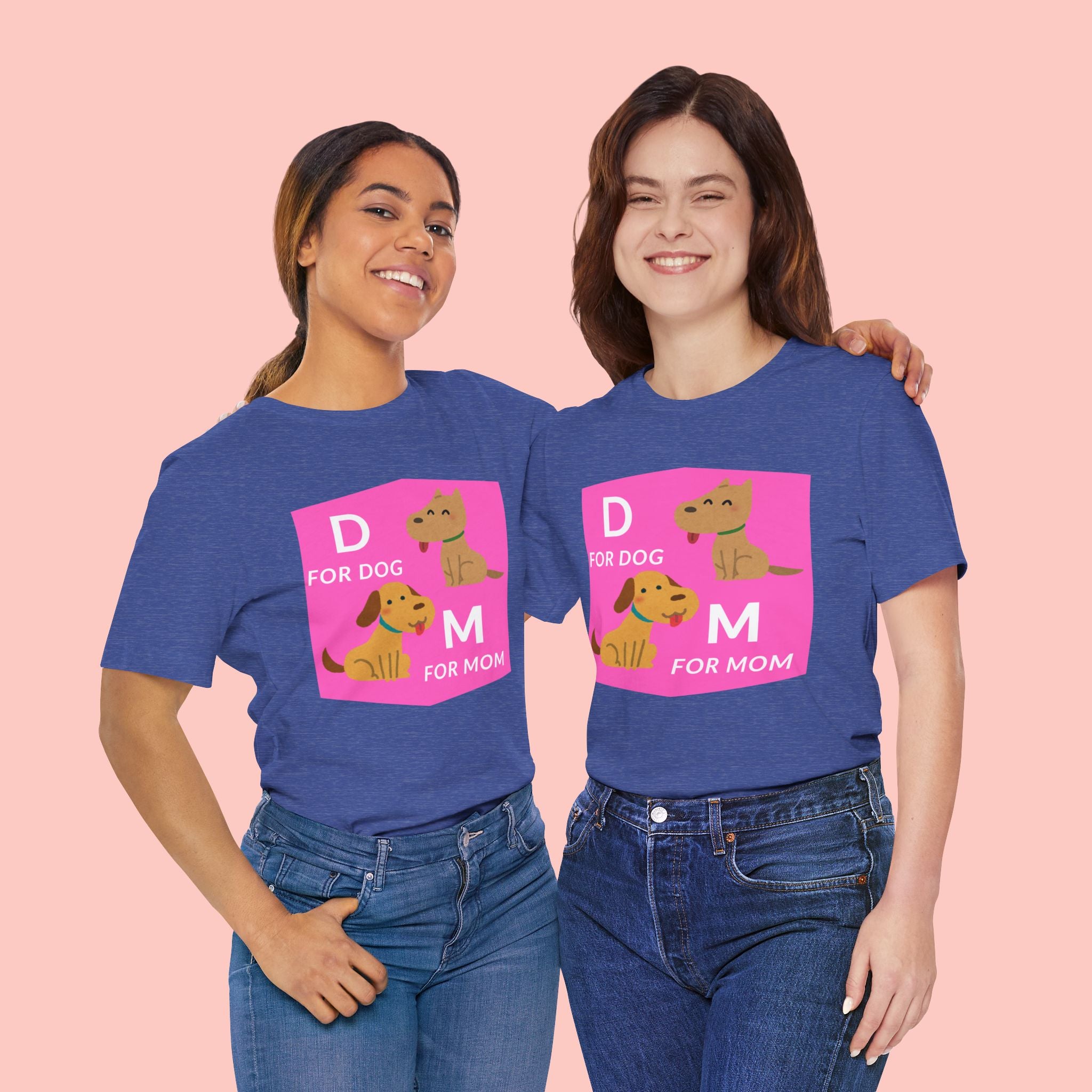 Dog Mom T-Shirt — Cute Pink "D for Dog, M for Mom" Graphic Tee