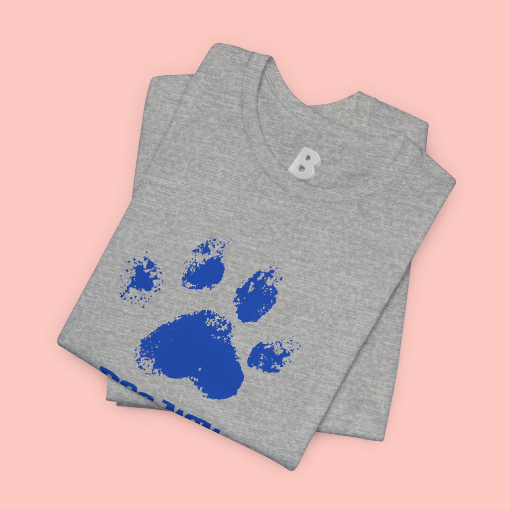 Dog Mom Paw Print T-Shirt — Distressed Blue Design