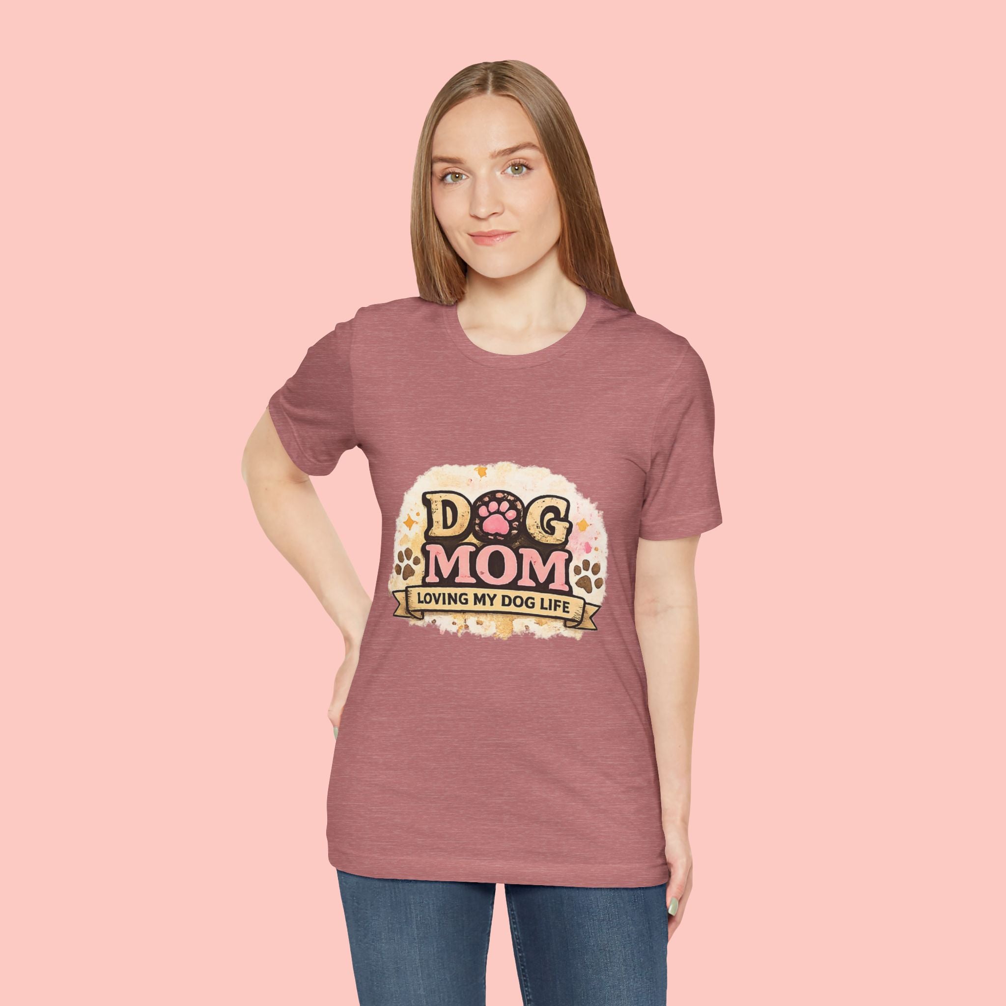 Dog Mom T-Shirt – "Loving My Dog Life" Cute Paw Print Tee for Pet Moms