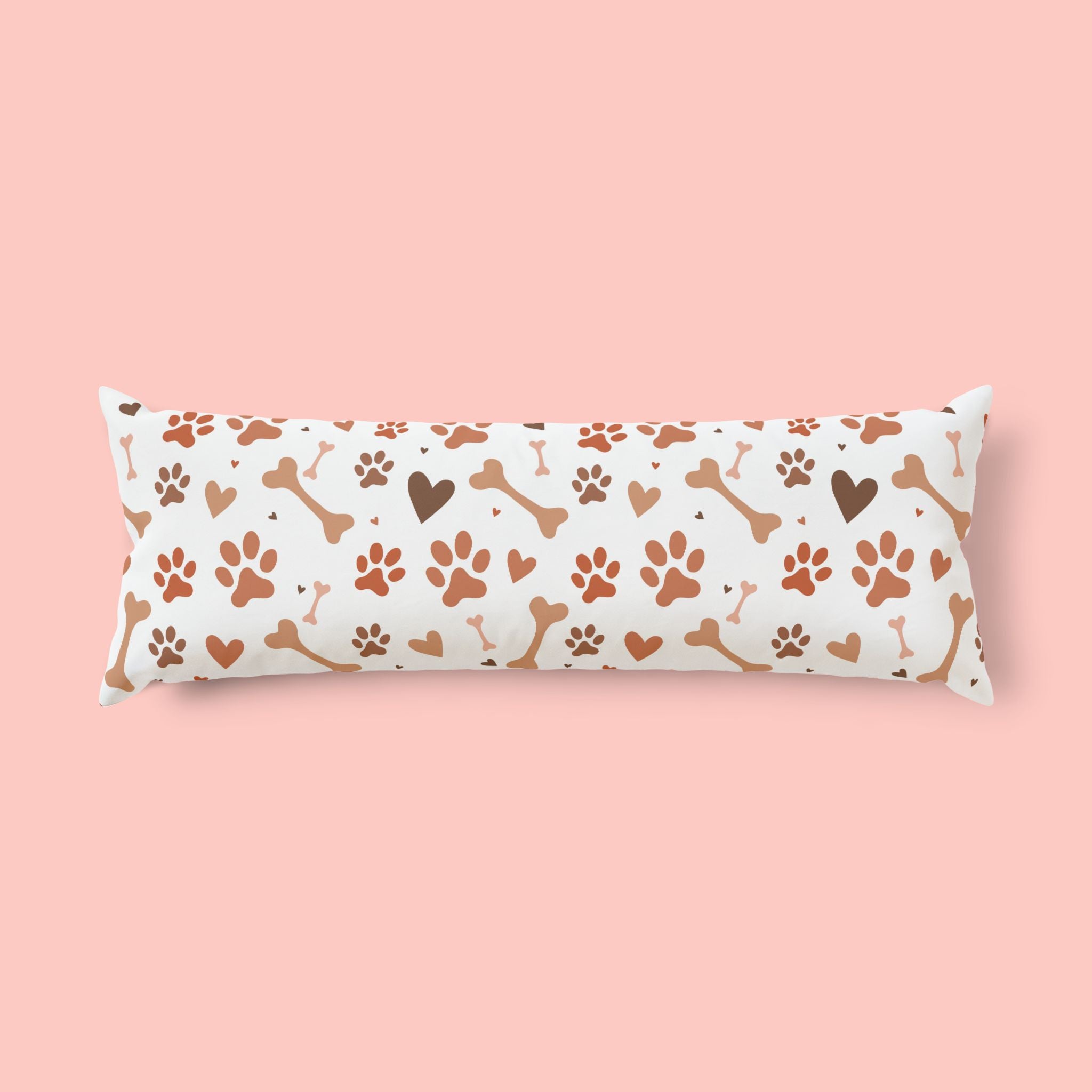 Dog Paw & Bone Pattern Body Pillow — Cute Pet Lover Throw Pillow