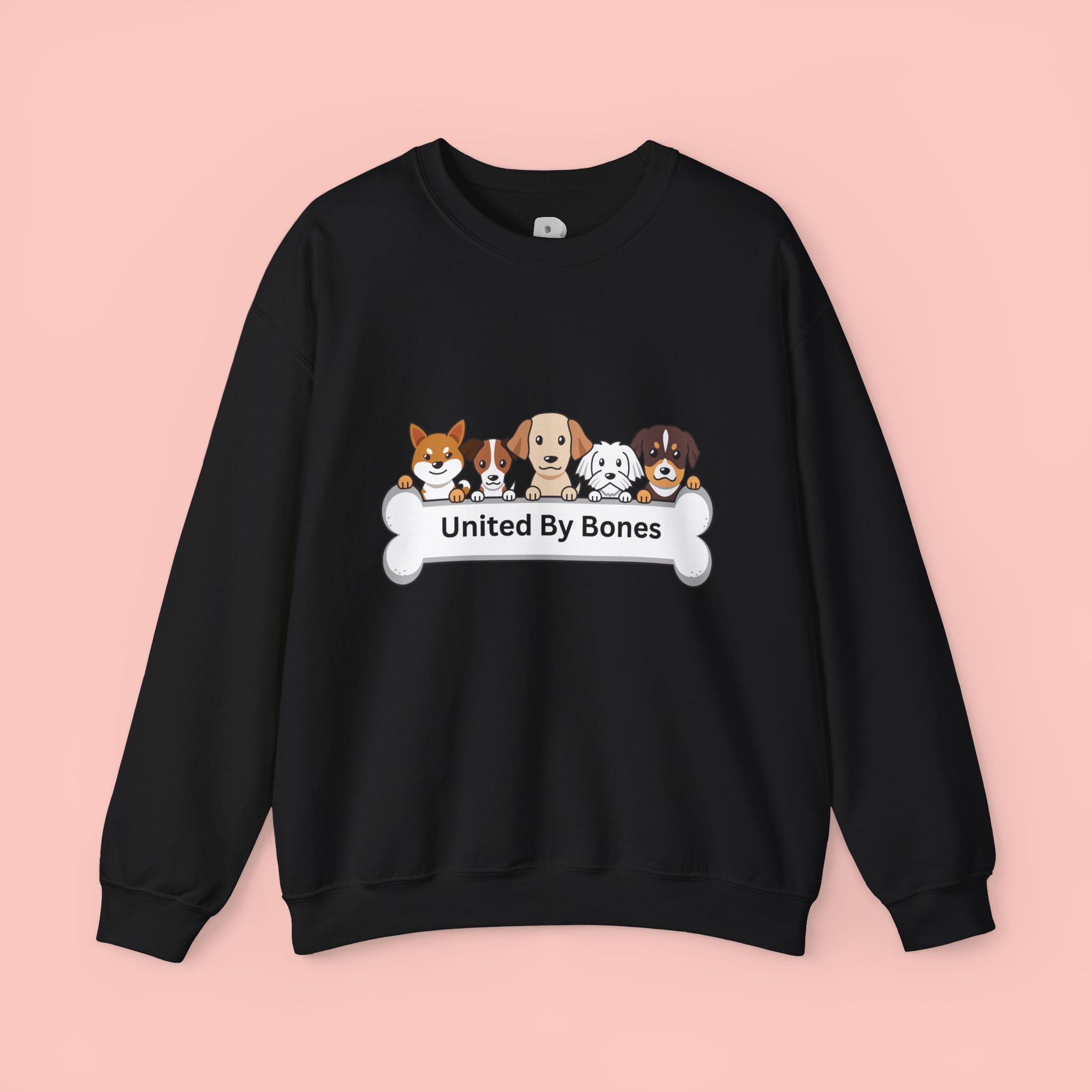 Dog Crewneck Sweatshirt — "United By Bones" Cute Puppy Graphic