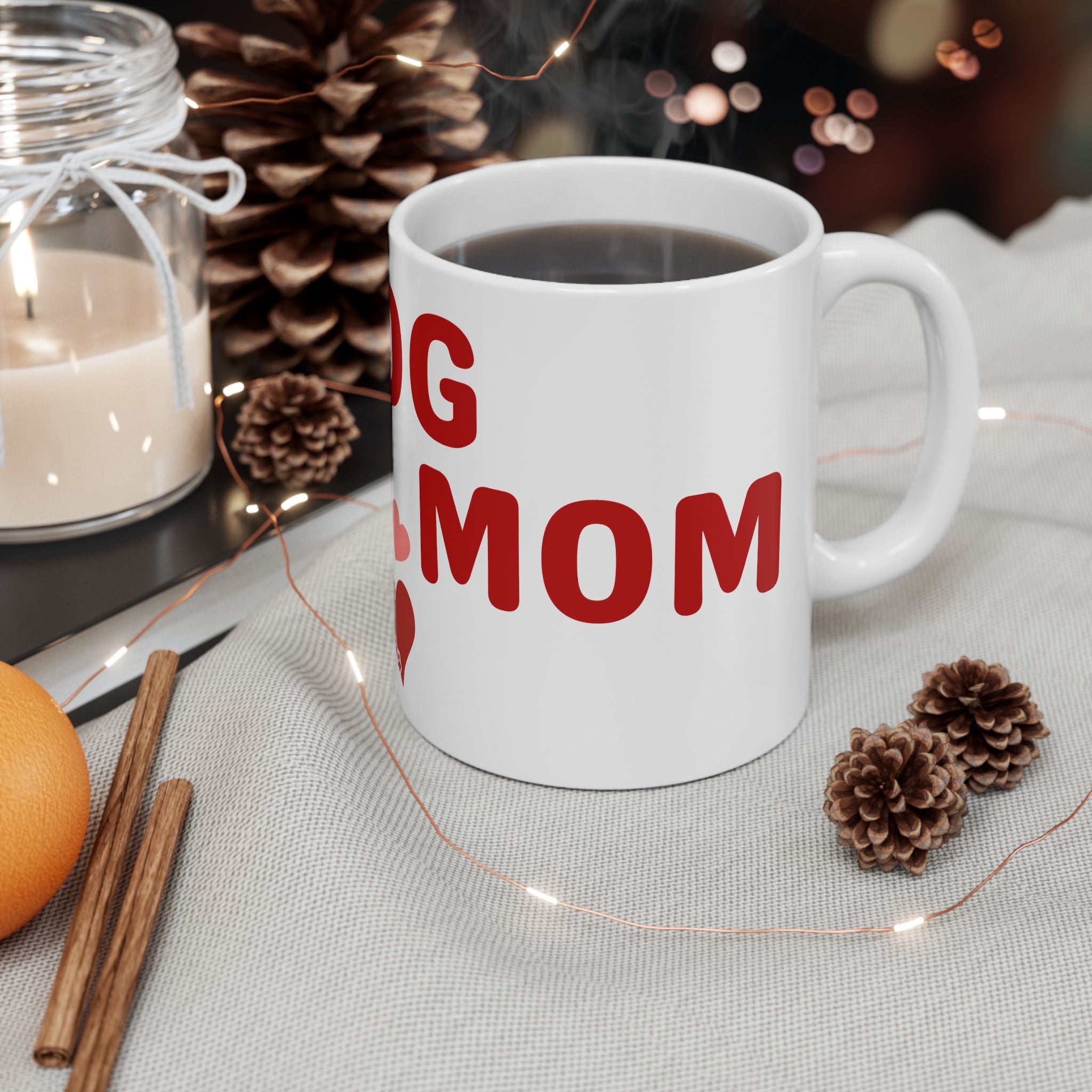 Dog Mom Ceramic Mug – Heart & Paw Print Coffee Cup (11oz/15oz)