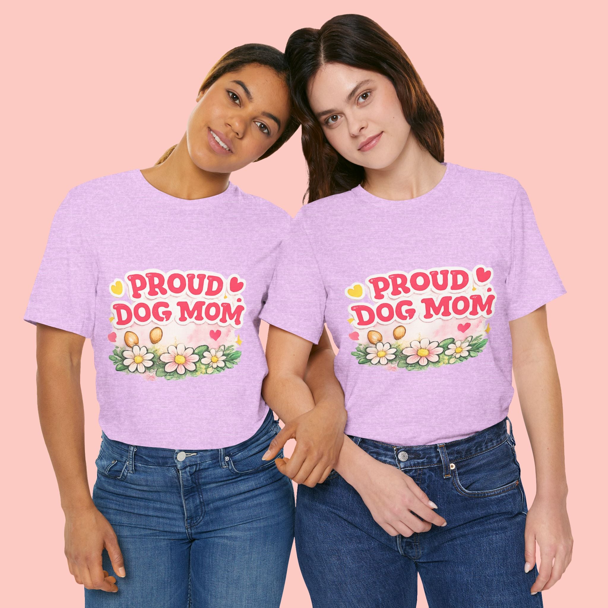 Proud Dog Mom Tee – Floral Retro Heart Design