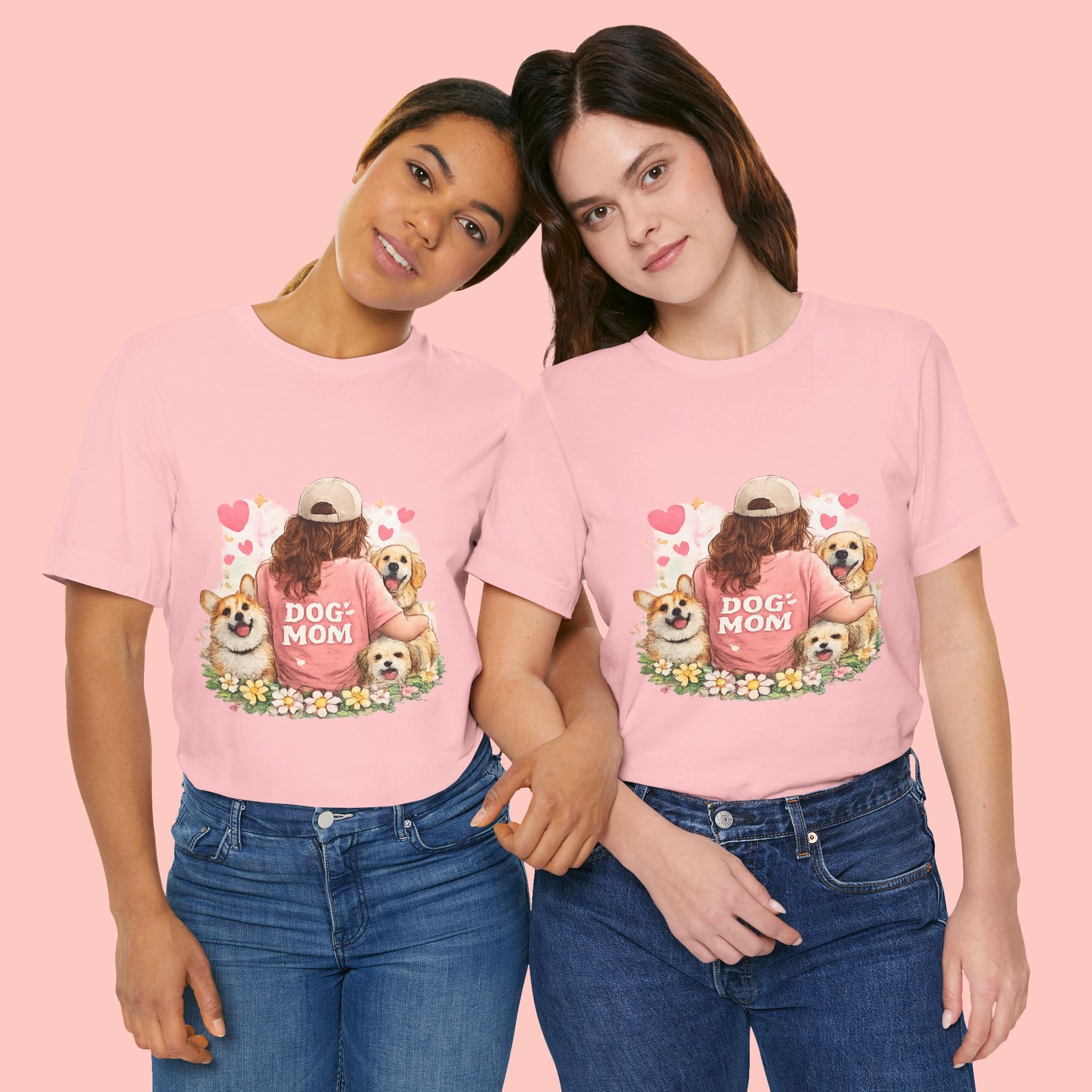 Dog Mom T-Shirt - Cute Woman with Dogs Graphic Tee