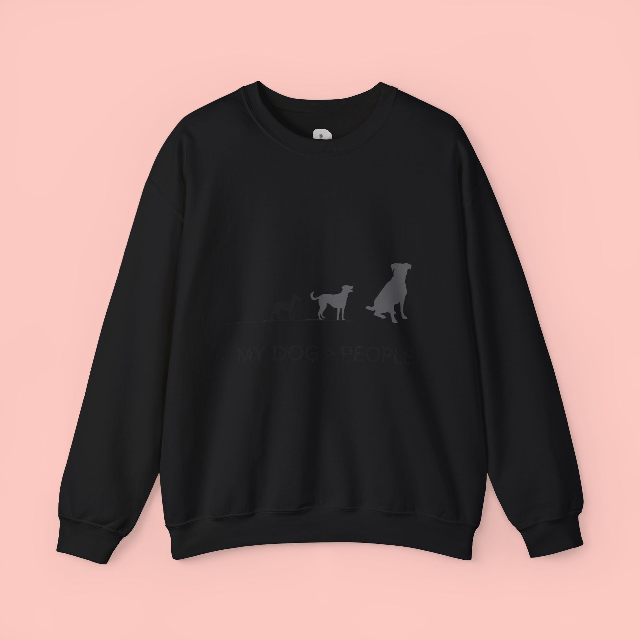 My Dog > People Sweatshirt - Cute Dog Silhouette Crewneck for Dog Lovers