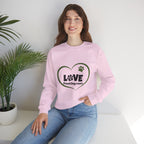Dog Mom Heart Crewneck Sweatshirt — "LOVE Proud Dog Mom" Graphic
