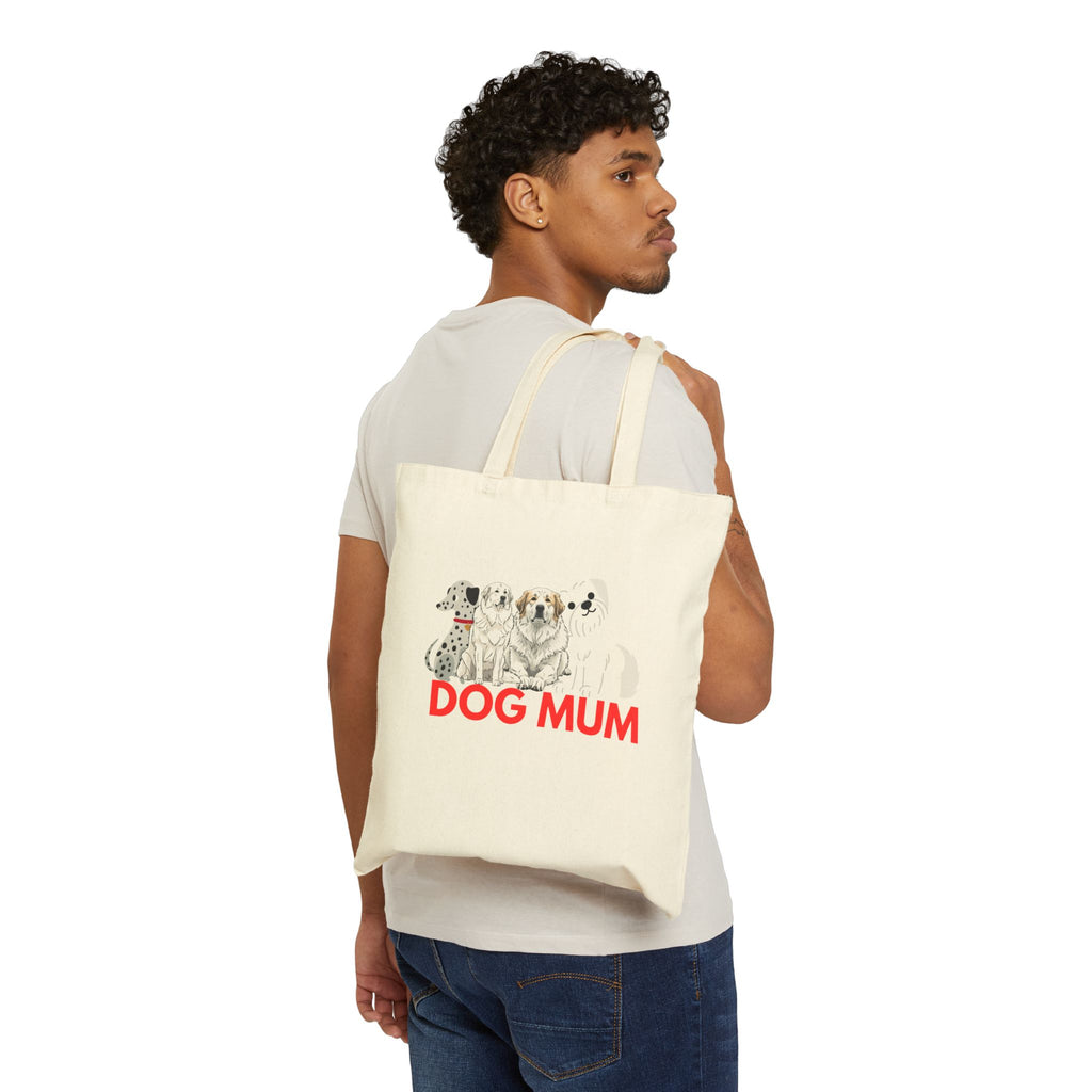 Dog Mum Canvas Tote — Cute Illustrated Dogs Cotton Shopper Bag