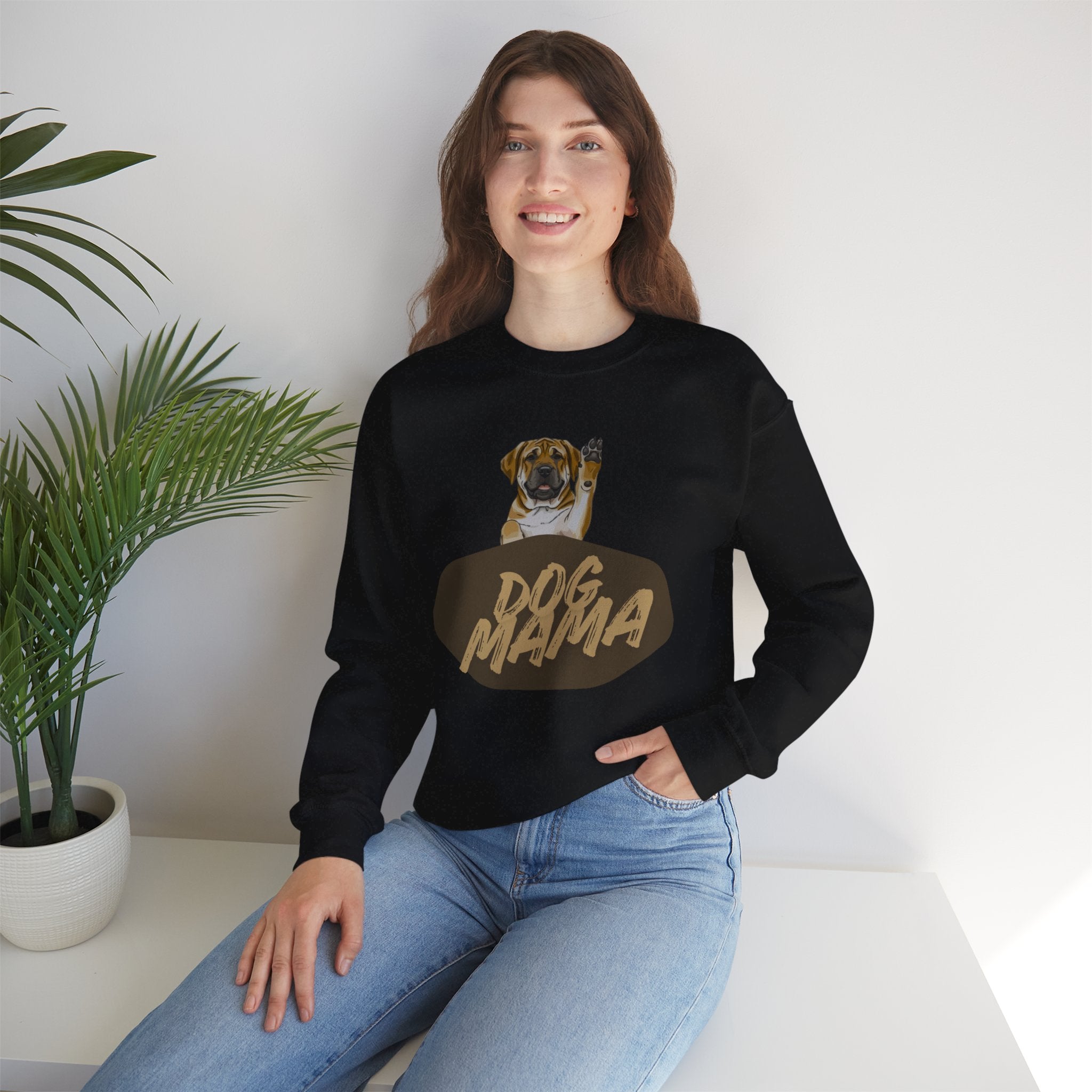 Dog Mama Crewneck Sweatshirt — Cute Puppy Graphic Pullover for Dog Lovers