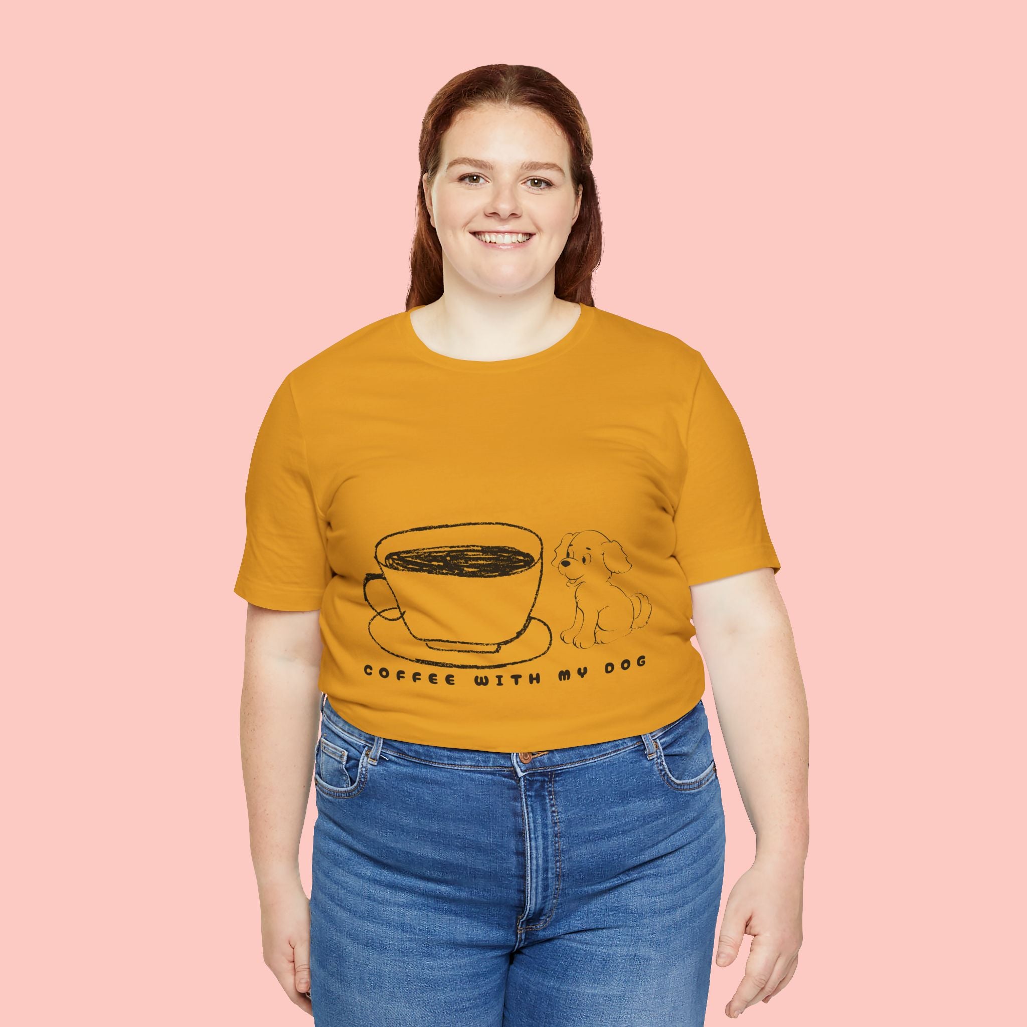 Coffee With My Dog T‑Shirt — Cute Minimalist Dog & Coffee Tee