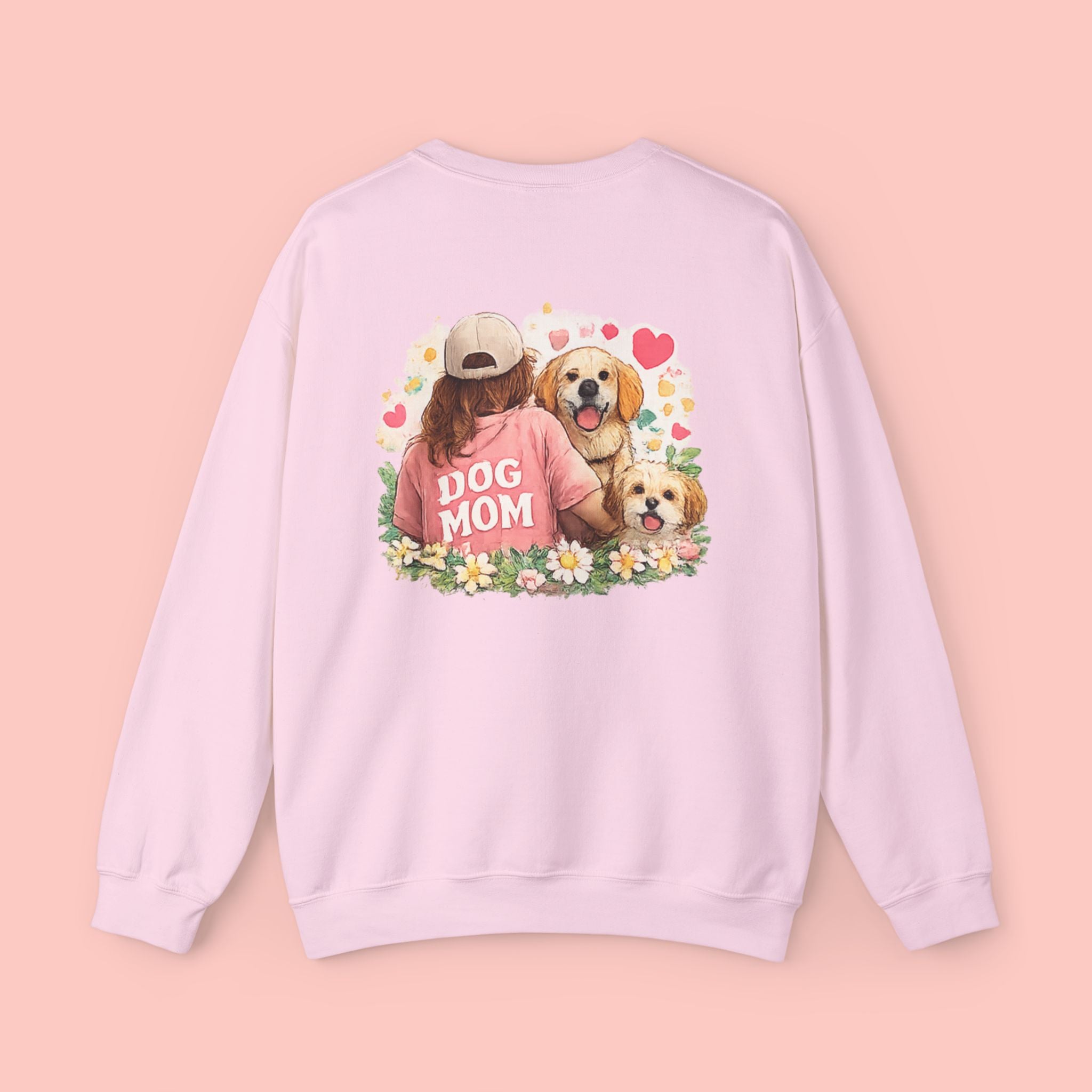 Dog Mom Crewneck Sweatshirt – Cute Floral Paw Print Back Graphic
