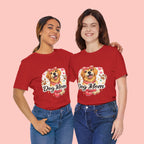 Dog Mom T-Shirt – Cute Golden Retriever Design with Hearts & Paw Prints
