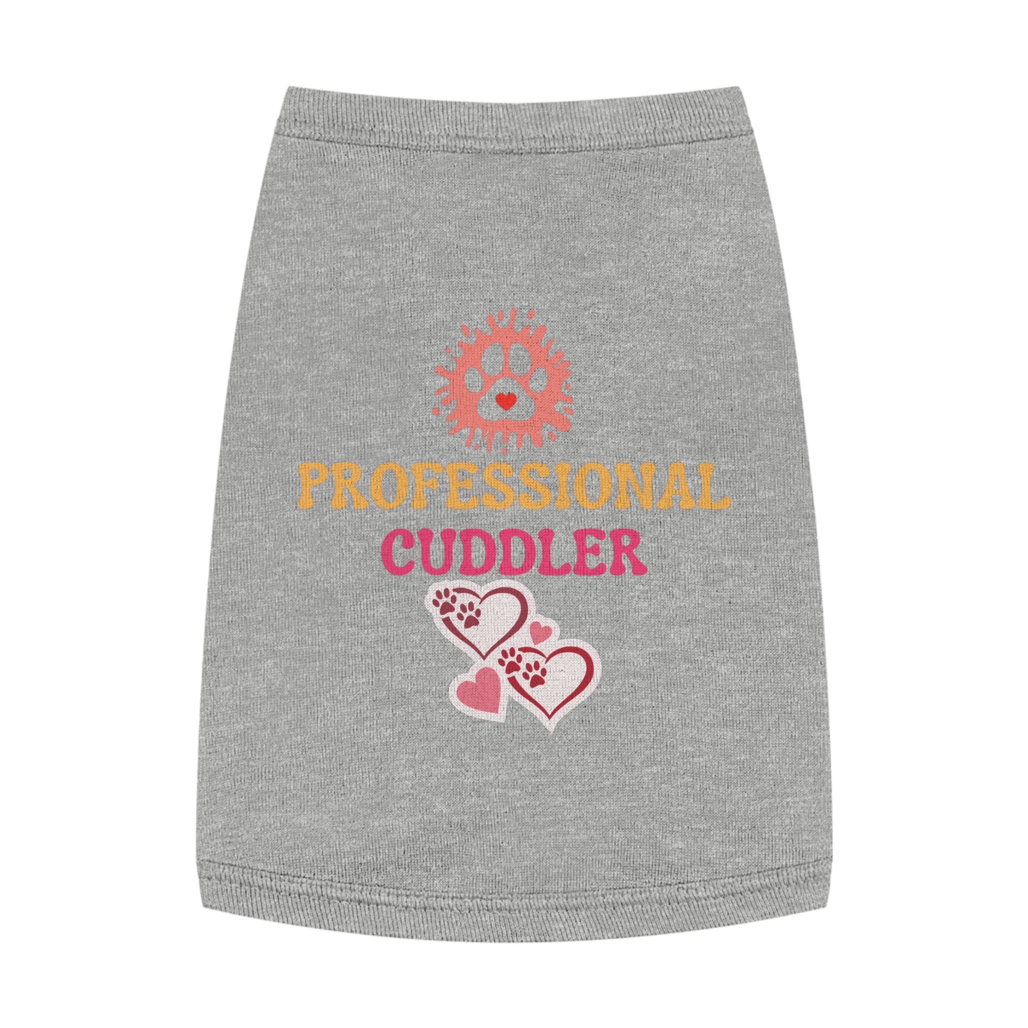 Professional Cuddler Pet Tank Top — Cute Paw Heart Dog & Cat Shirt for Small Pets