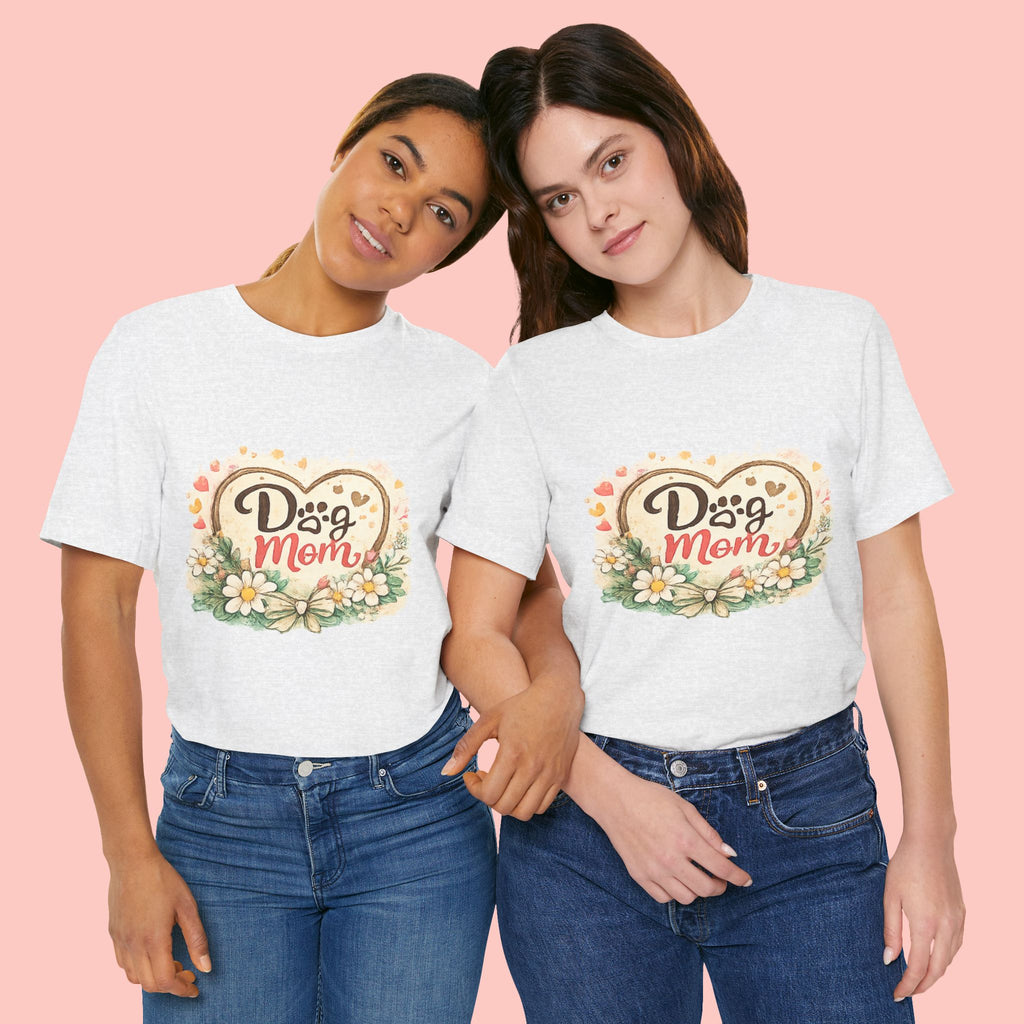 Dog Mom T-Shirt – Floral Heart Paw Design