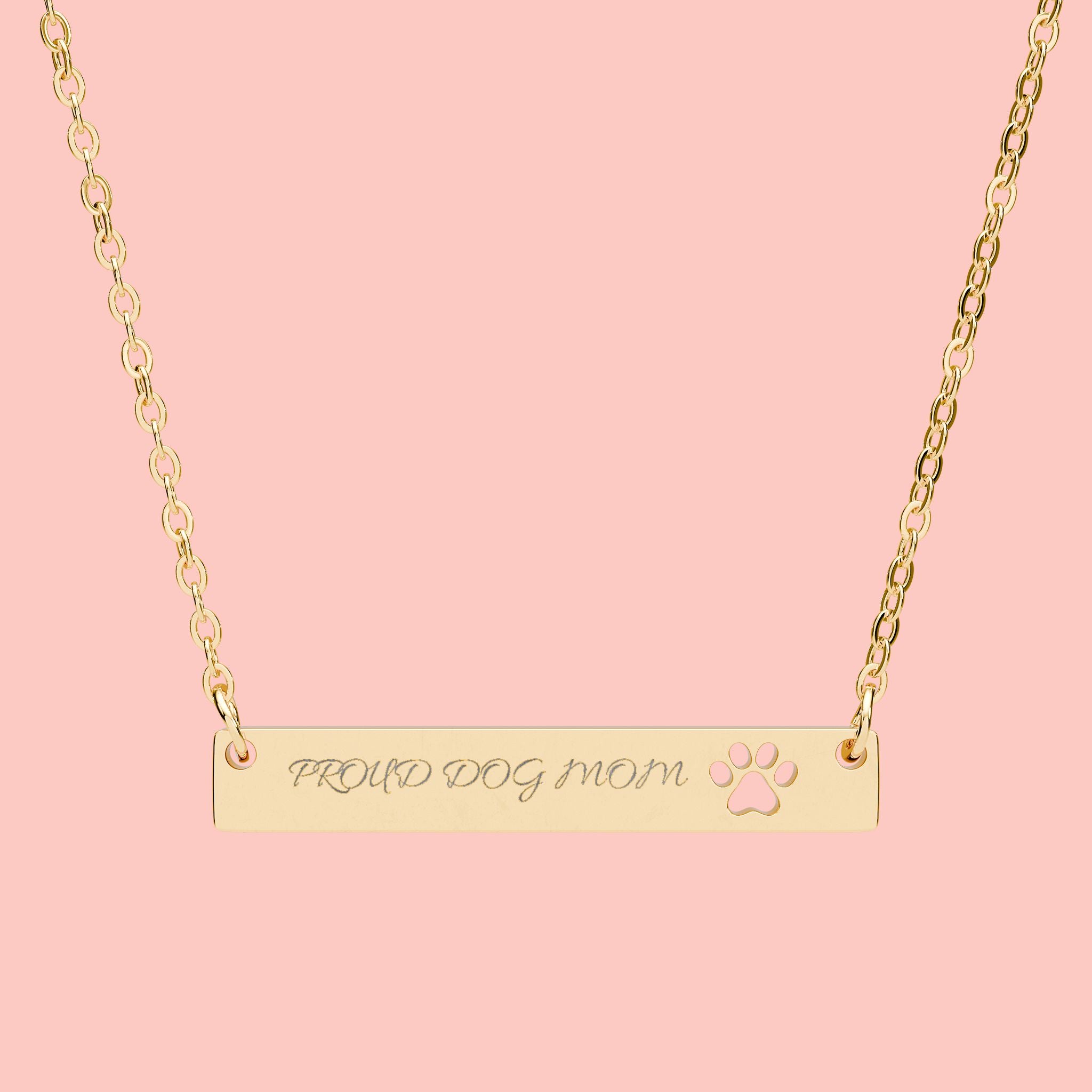 Engravable Paw Bar Necklace — Personalized Pet Tribute Jewelry