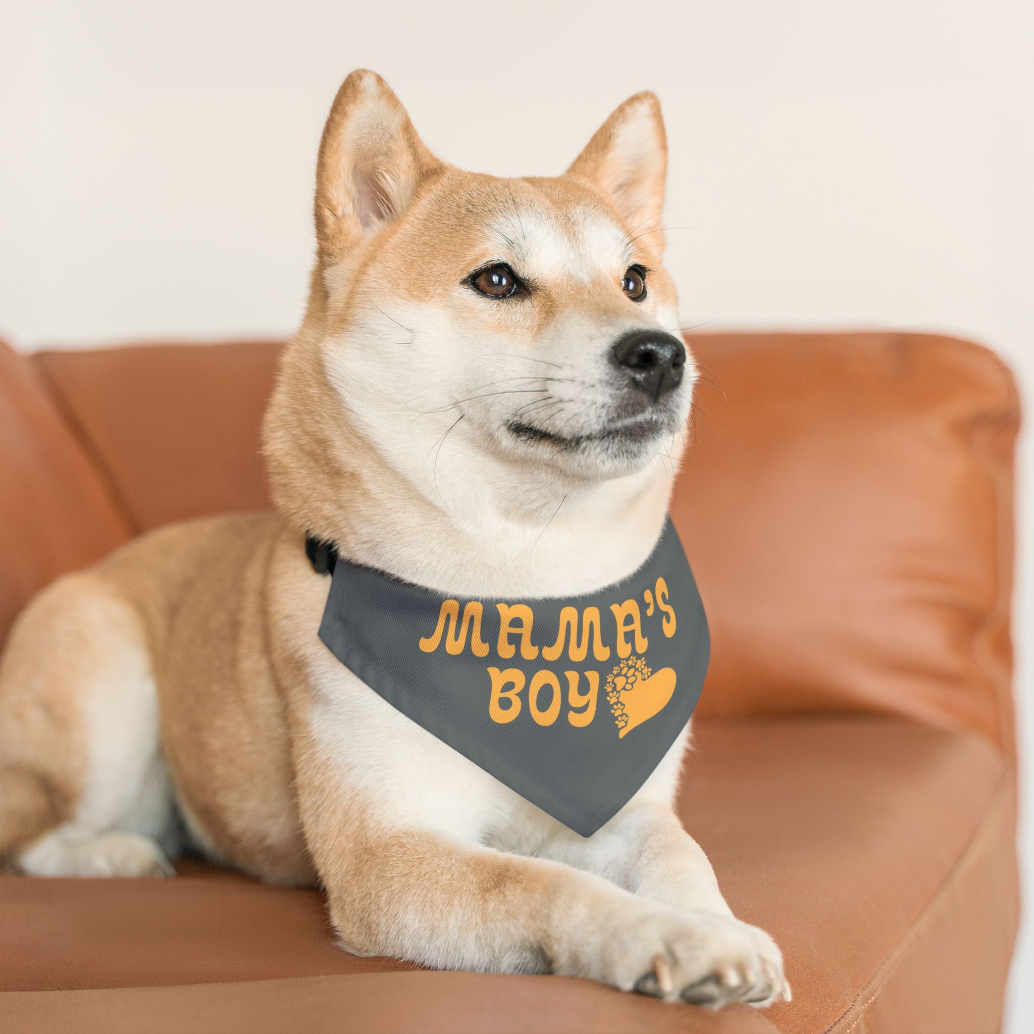 Mama's Boy Pet Bandana Collar – Cute Dog Bandana with Heart Paw Design