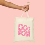 Dog Mom Canvas Tote Bag — Pink Retro Graphic Cotton Shopper for Pet Lovers