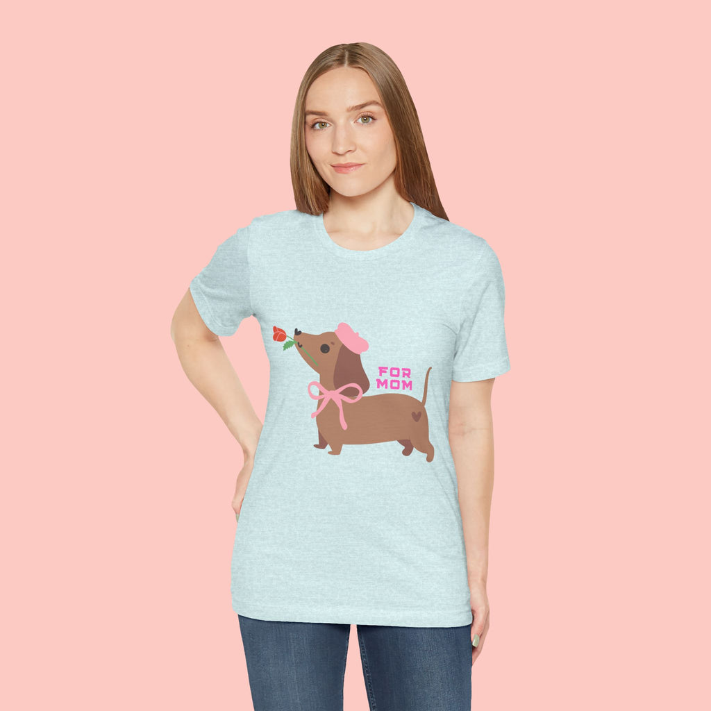 Mommy’s Dachshund Tee – Cute Dog with Rose “For Mom” Shirt